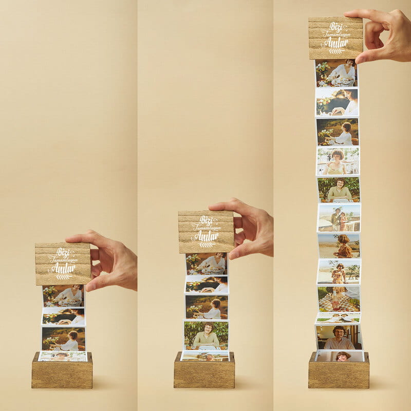 Bizi Tamamlayan Anılar Akordiyon Fotoğraflı Ahşap Kutu