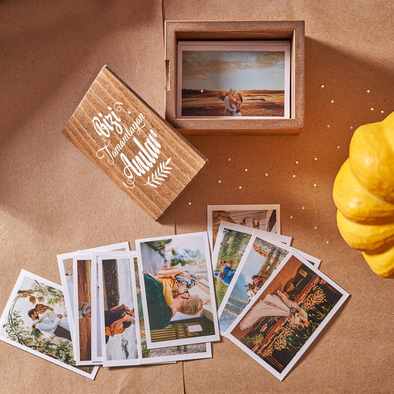 Bizi Tamamlayan Anılar Kapaklı Ahşap Fotoğraf Kutusu