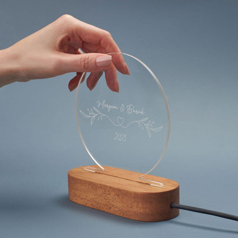Çiftlere İçin İsim Yazılı Dekoratif Led Lamba