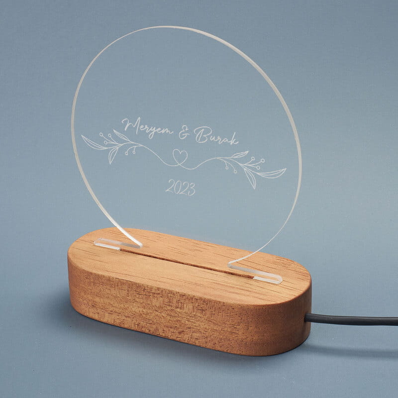 Çiftlere İçin İsim Yazılı Dekoratif Led Lamba