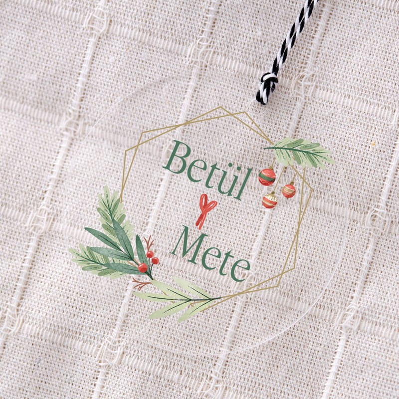 Çiftlere Özel İsimli Yılbaşı Çam Ağacı Süsü