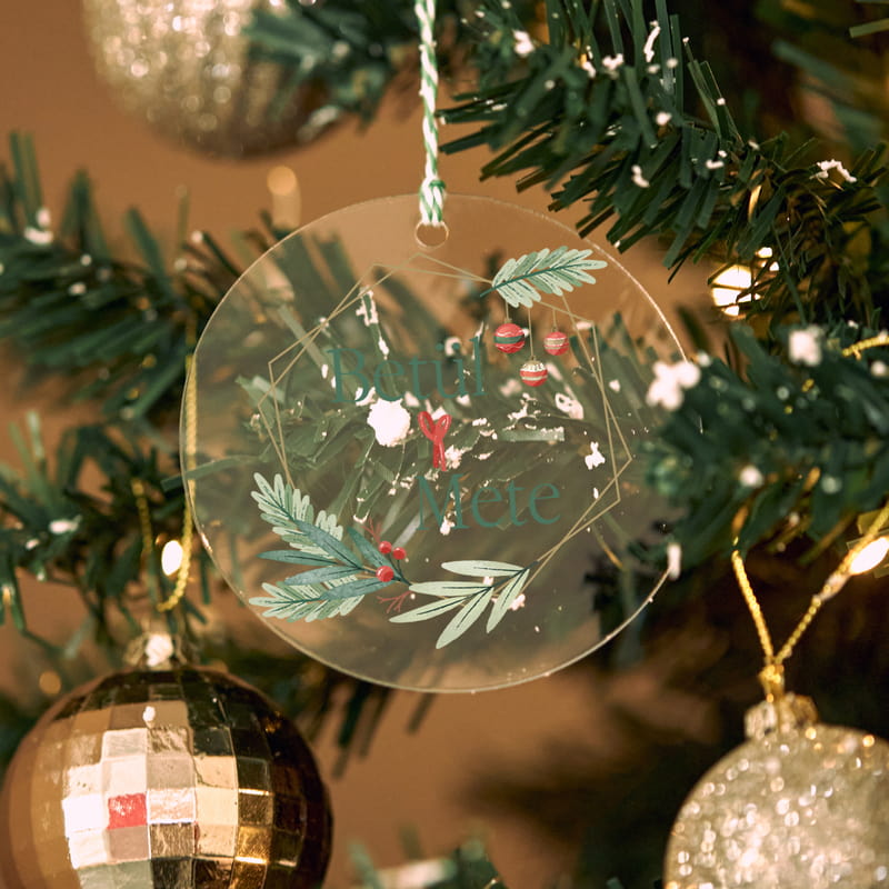 Çiftlere Özel İsimli Yılbaşı Çam Ağacı Süsü