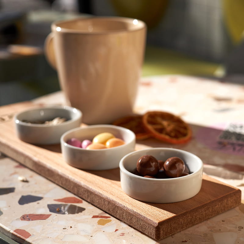 Eşlere Özel Porselen Kaseli Ahşap Çerezlik Sunum Seti