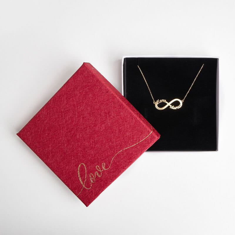 Çiftlere Özel Sonsuzluk İsim Yazılı Gümüş Kolye