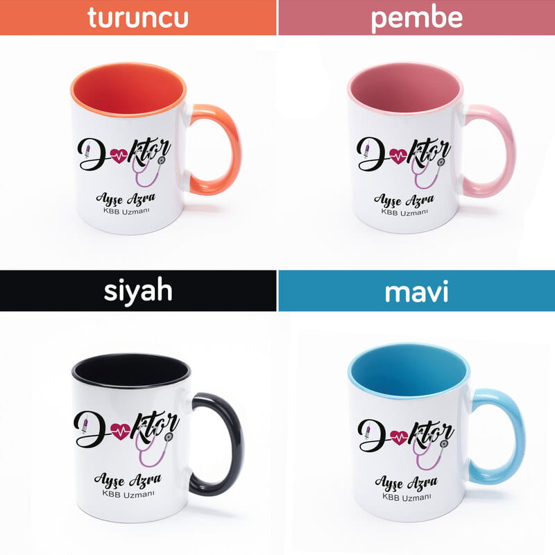 Doktora Teşekkür Hediyesi Renkli Kahve Kupası