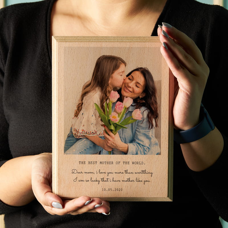 Dünyanın En İyi Annesine Hediye Mini Ahşap Foto