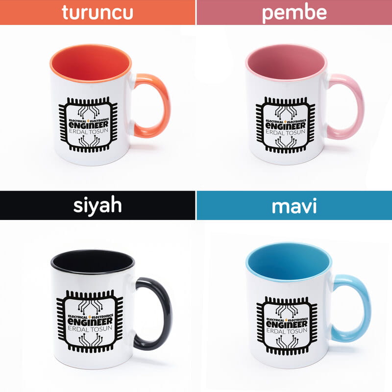 Elektrik - Elektronik Mühendisine Hediye Kişiye Özel Renkli Kupa