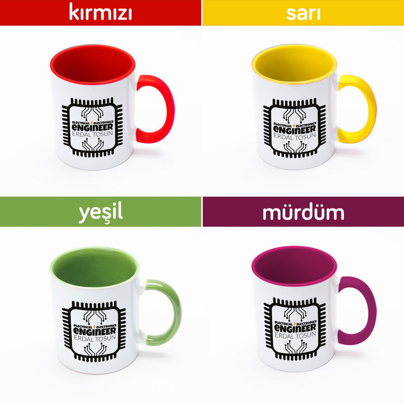 Elektrik - Elektronik Mühendisine Hediye Kişiye Özel Renkli Kupa