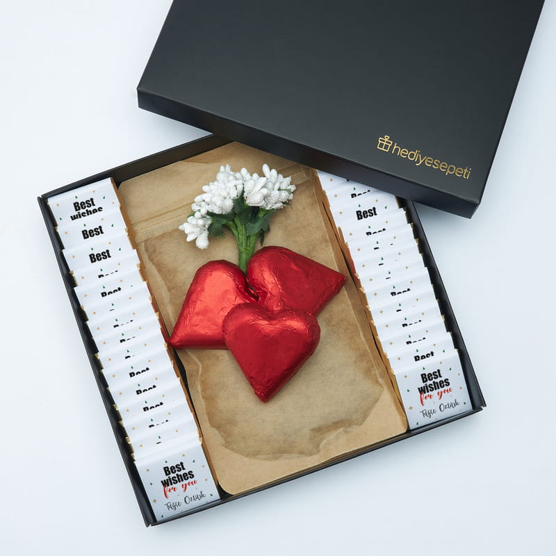 En İyi Dilek Temalı İsme Özel Hediye Kutusu - Kahve ve Çikolata Hediye Kutusu