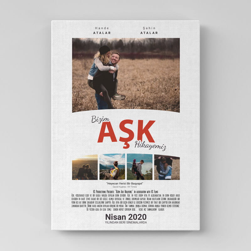 Film Afişi Tasarımlı Fotoğraf ve İsim Baskılı 40x60 Kanvas