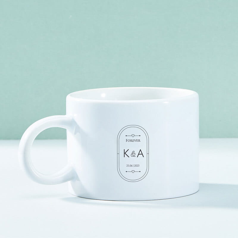 Forever Tasarımlı Baş Harf ve Tarih Özelleştirmeli Kahve Fincanı