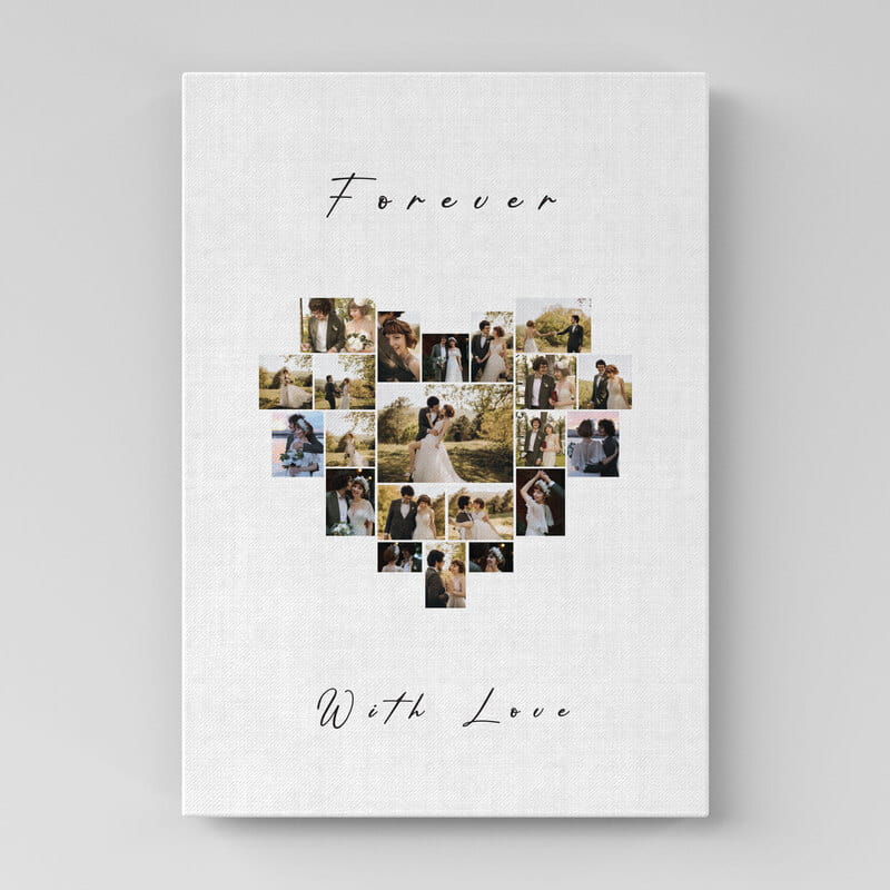 Forever With Love Kalp Kolaj Fotoğraf Basklı 40x60 Kanvas Tablo