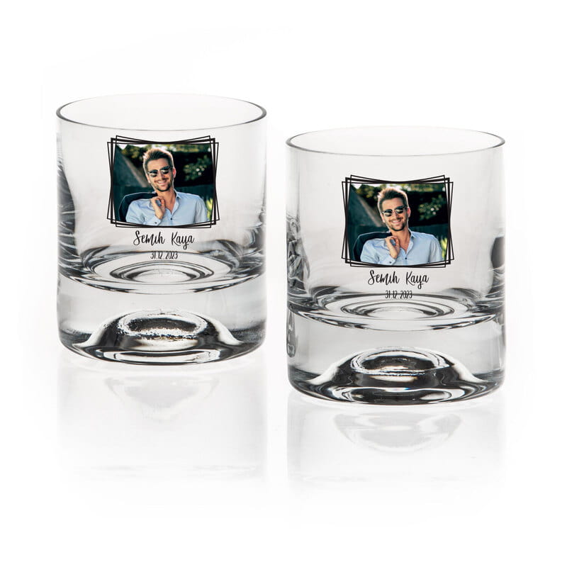 Fotoğraf ve İsim Özelleştirmeli 2li Viski Kadeh Seti