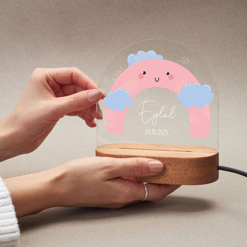 Gökkuşağı İsim ve Tarih Özelleştirmeli Led Lamba
