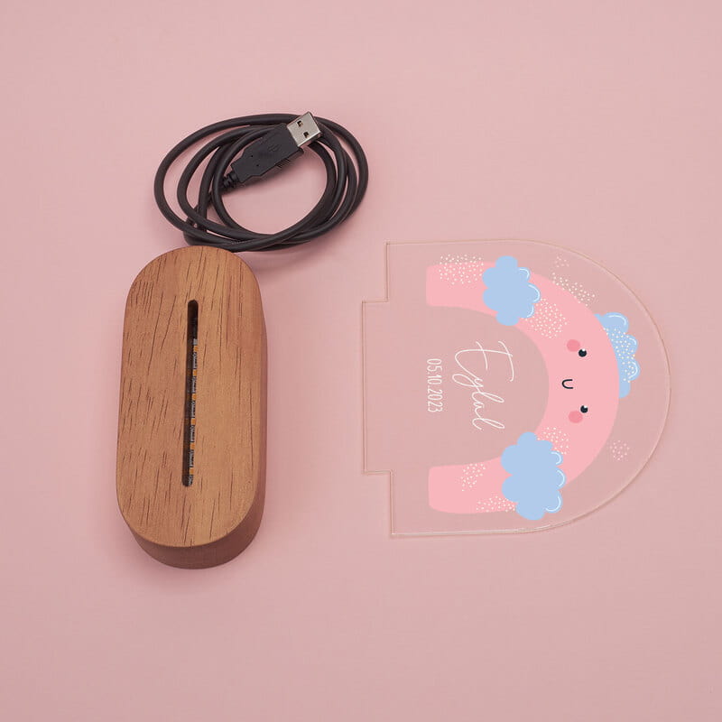 Gökkuşağı İsim ve Tarih Özelleştirmeli Led Lamba