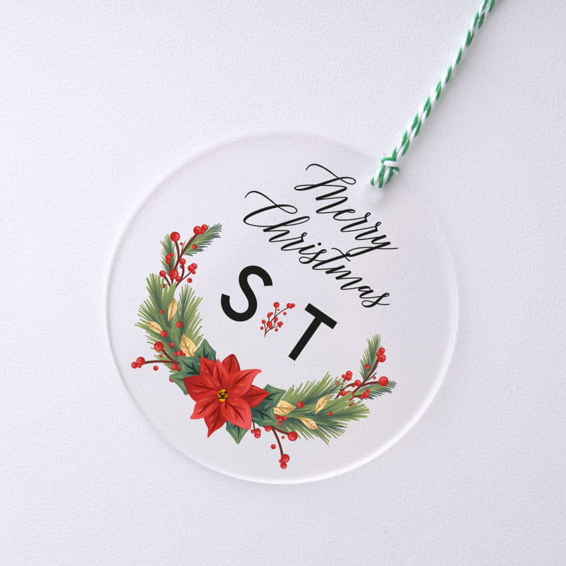 Harf Tasarımlı Şeffaf Akrilik Kişiye Özel Çam Ağacı Süsü