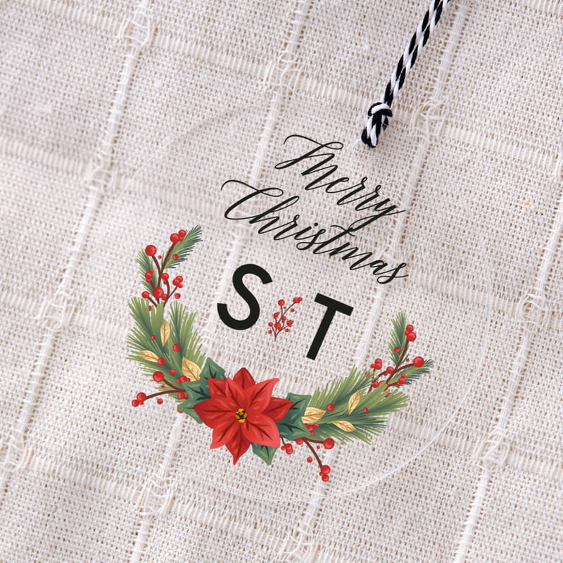 Harf Tasarımlı Şeffaf Akrilik Kişiye Özel Çam Ağacı Süsü