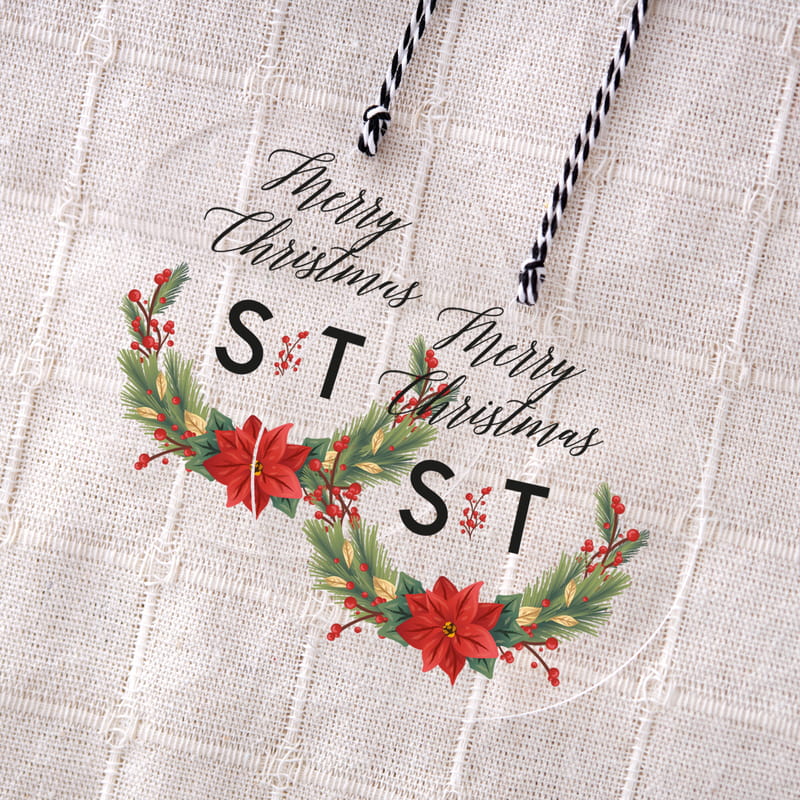 Harf Tasarımlı Şeffaf Akrilik Kişiye Özel Çam Ağacı Süsü