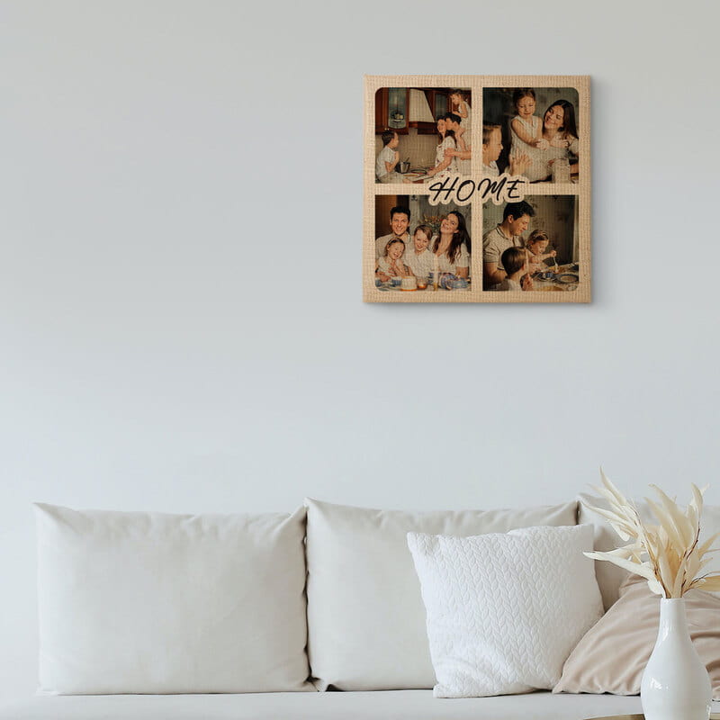 Home Yazılı Kişiye Özel Fotoğraflı Hasır Vintage Tablo - 40x40