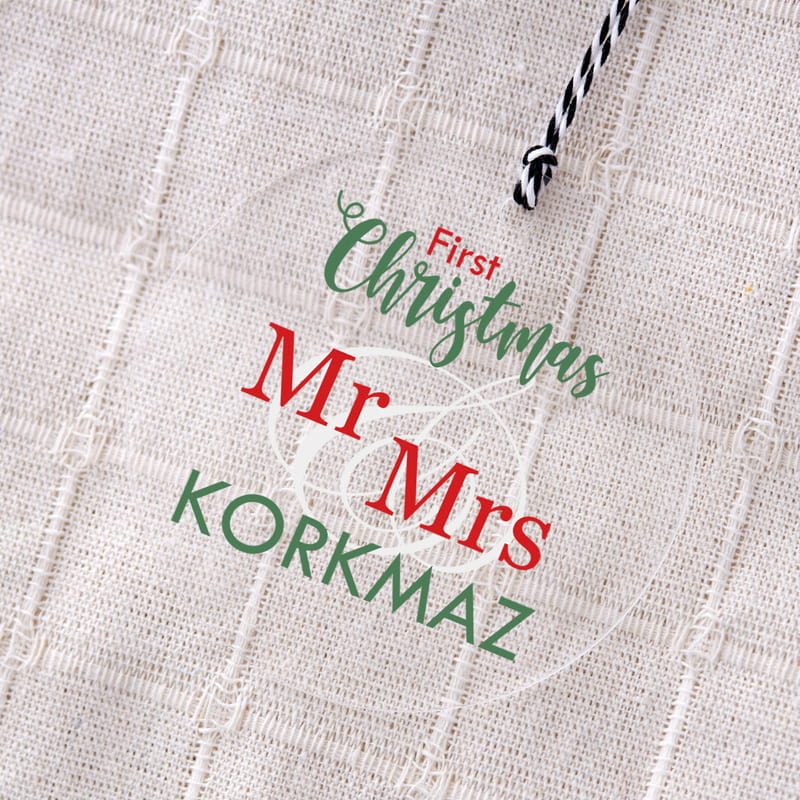 ilk Yılbaşı Tasarımlı Kişiye Özel Şeffaf Ağaç Süsü