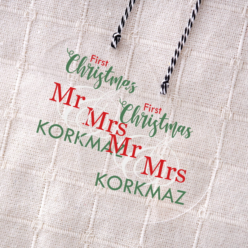 ilk Yılbaşı Tasarımlı Kişiye Özel Şeffaf Ağaç Süsü