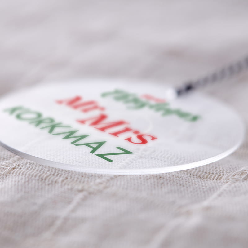 ilk Yılbaşı Tasarımlı Kişiye Özel Şeffaf Ağaç Süsü