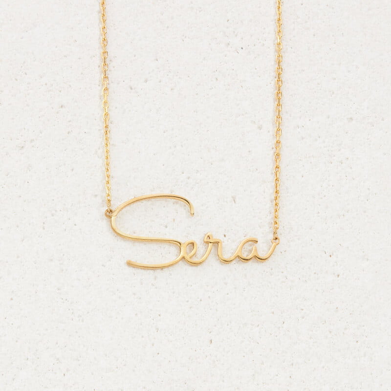 İmza Stili İsim Yazılı Kadın Gümüş Kolye