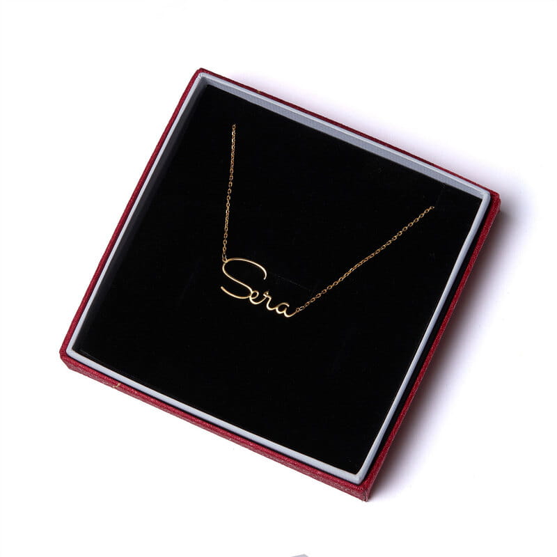 İmza Stili İsim Yazılı Kadın Gümüş Kolye