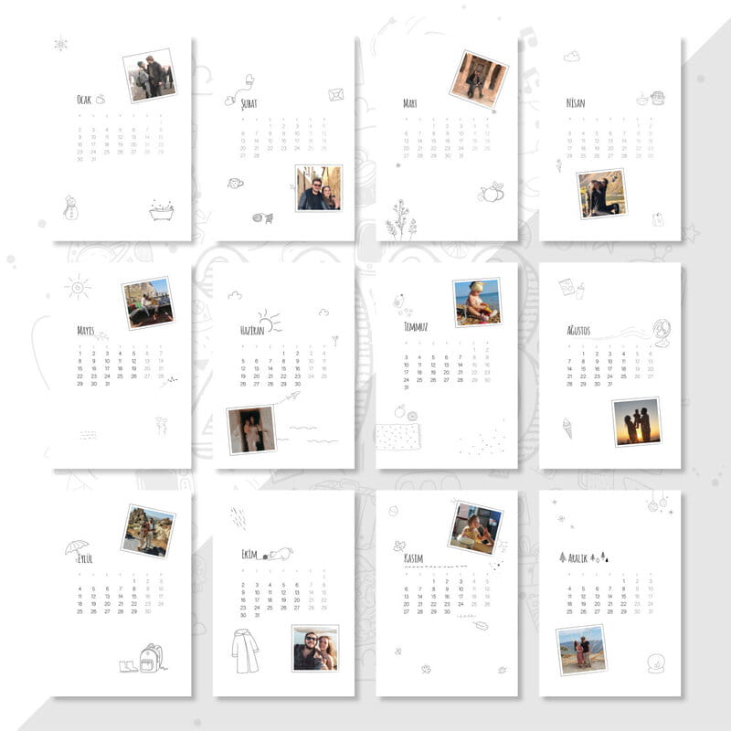 Stickerlı Fotoğraf Özelleştirmeli 2026 Duvar Takvimi