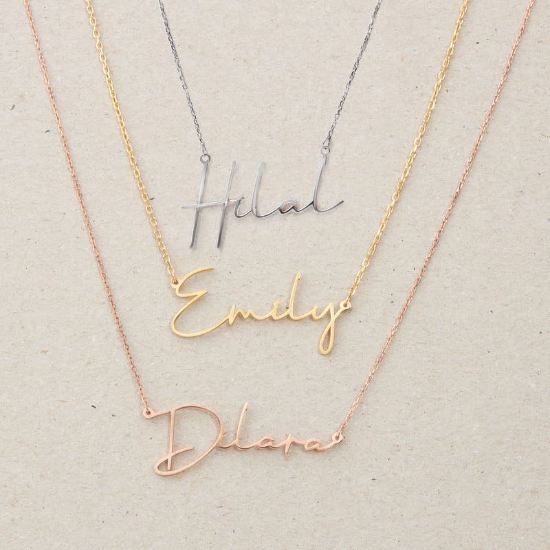 İsim Yazılı Gümüş Kadın Kolye