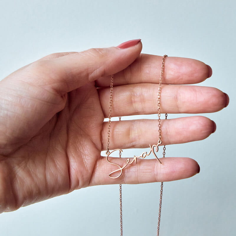 İsim Yazılı Gümüş Kadın Kolye