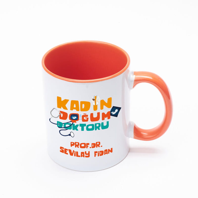 Kadın Doğum Doktoruna Hediye Kişiye Özel Renkli Kupa