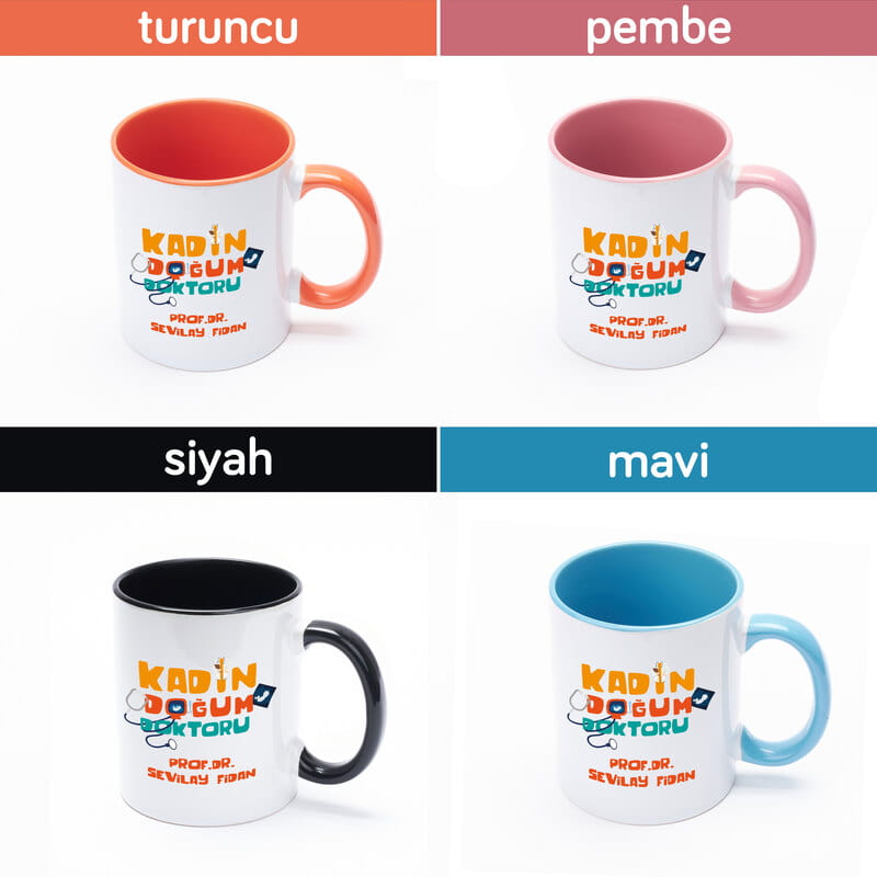 Kadın Doğum Doktoruna Hediye Kişiye Özel Renkli Kupa
