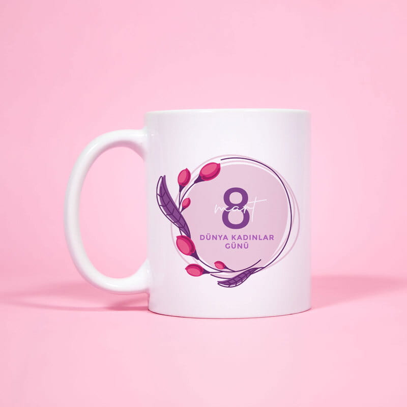 Kişiye Özel 8 Mart Tasarımlı Porselen Kupa Bardak