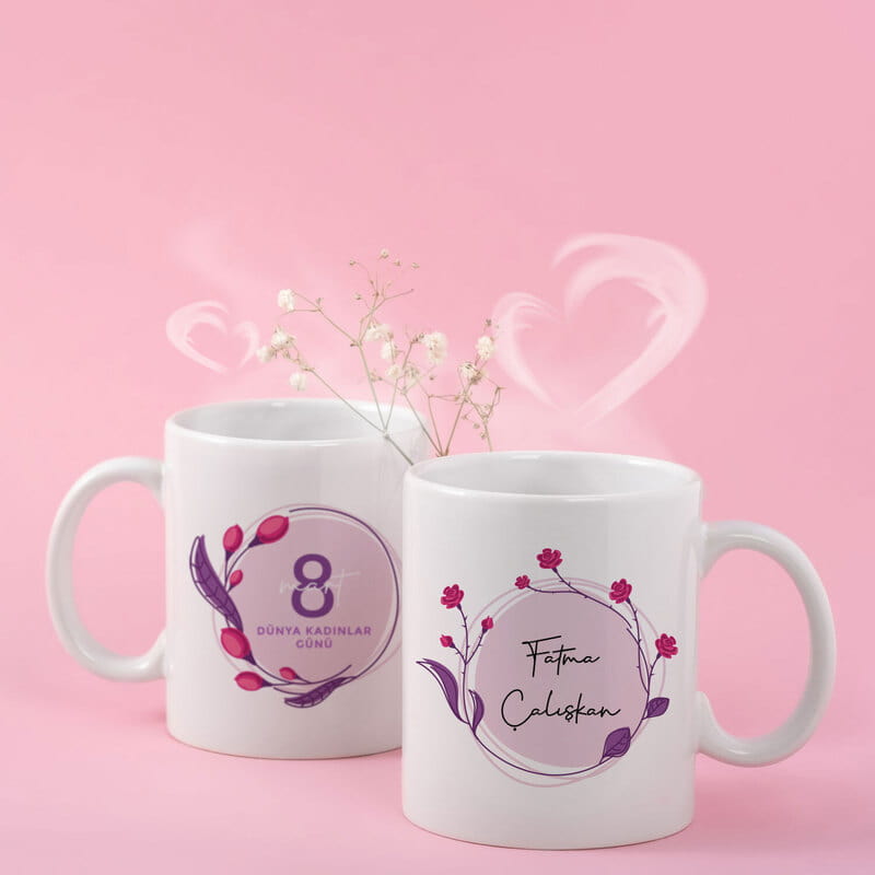 Kişiye Özel 8 Mart Tasarımlı Porselen Kupa Bardak