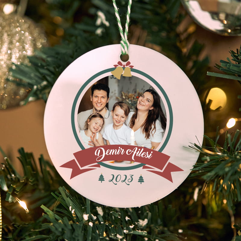 Kişiye Özel Fotoğraflı Akrilik Çam Ağacı Süsü