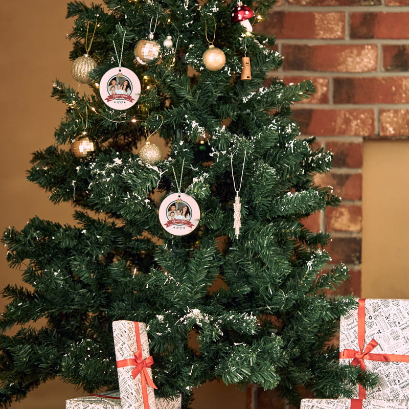 Kişiye Özel Fotoğraflı Akrilik Çam Ağacı Süsü