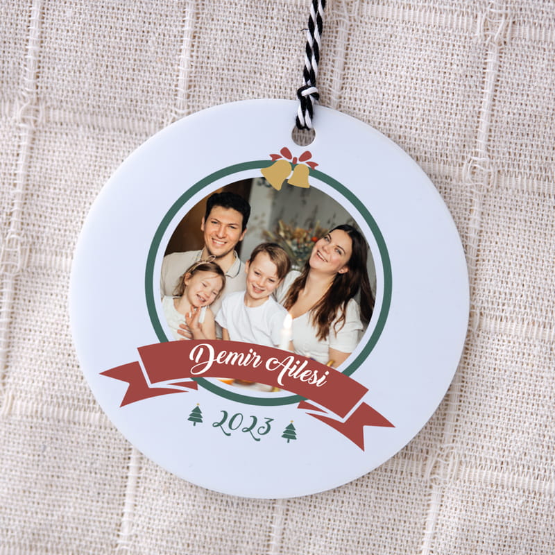 Kişiye Özel Fotoğraflı Akrilik Çam Ağacı Süsü