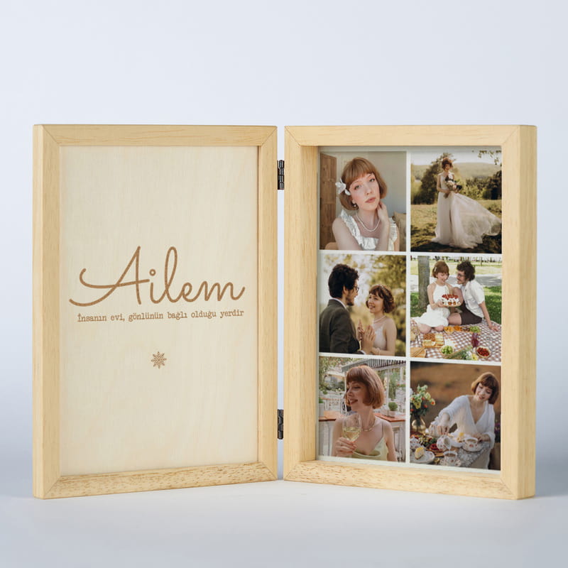 Kişiye Özel Kapaklı Yeni Yıl Ahşap Fotoğraf Çerçevesi