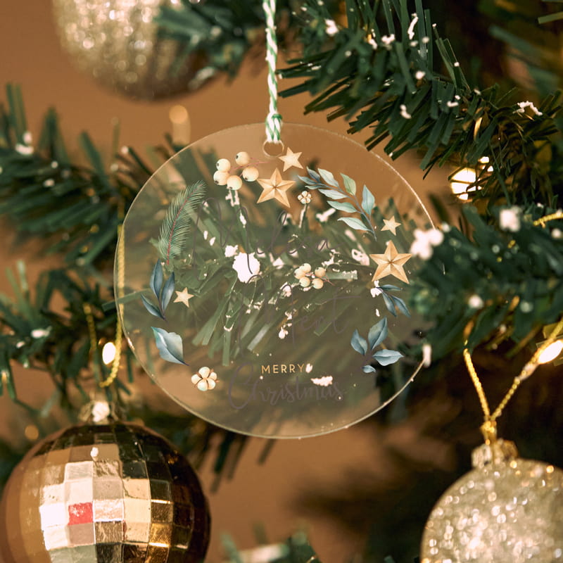 Kişiye Özel Şeffaf Akrilik Çam Ağacı Süsü