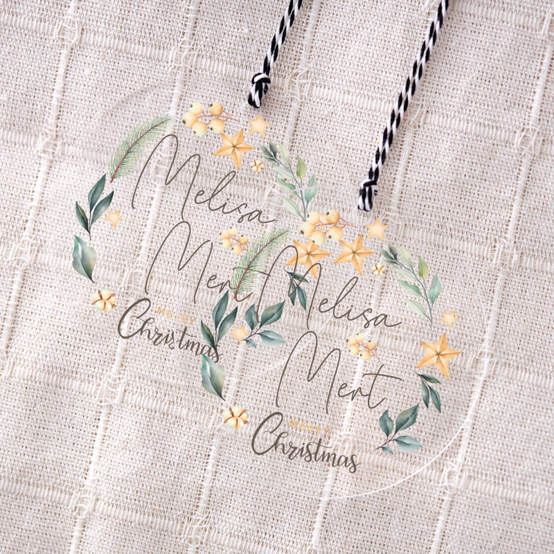 Kişiye Özel Şeffaf Akrilik Çam Ağacı Süsü