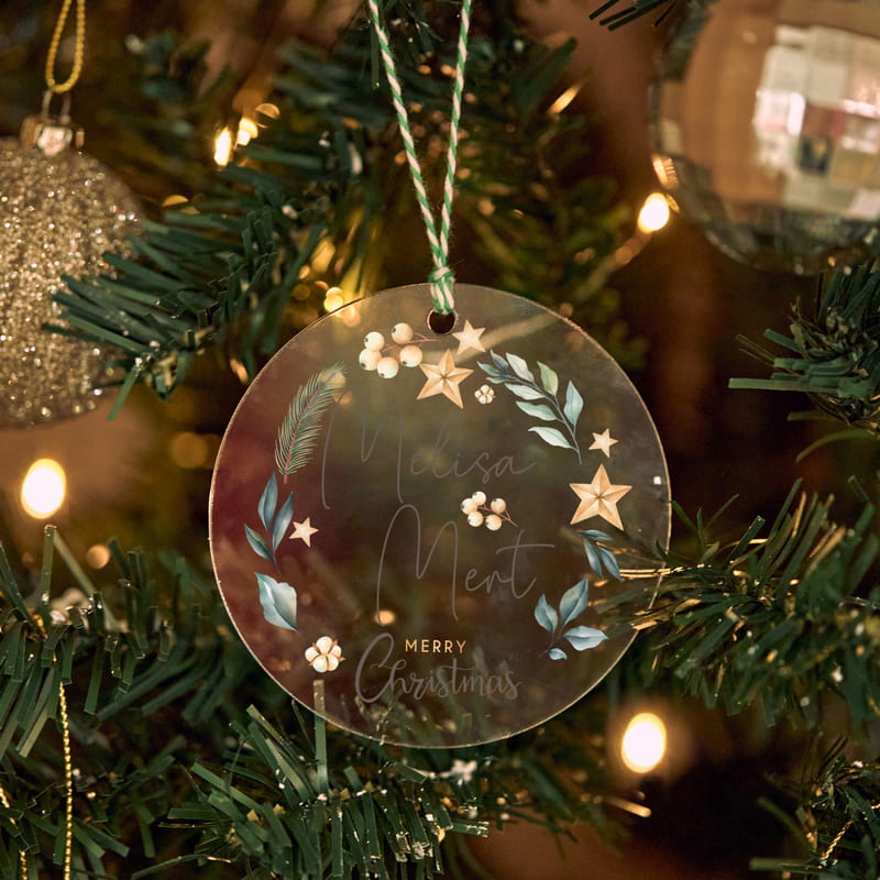 Kişiye Özel Şeffaf Akrilik Çam Ağacı Süsü