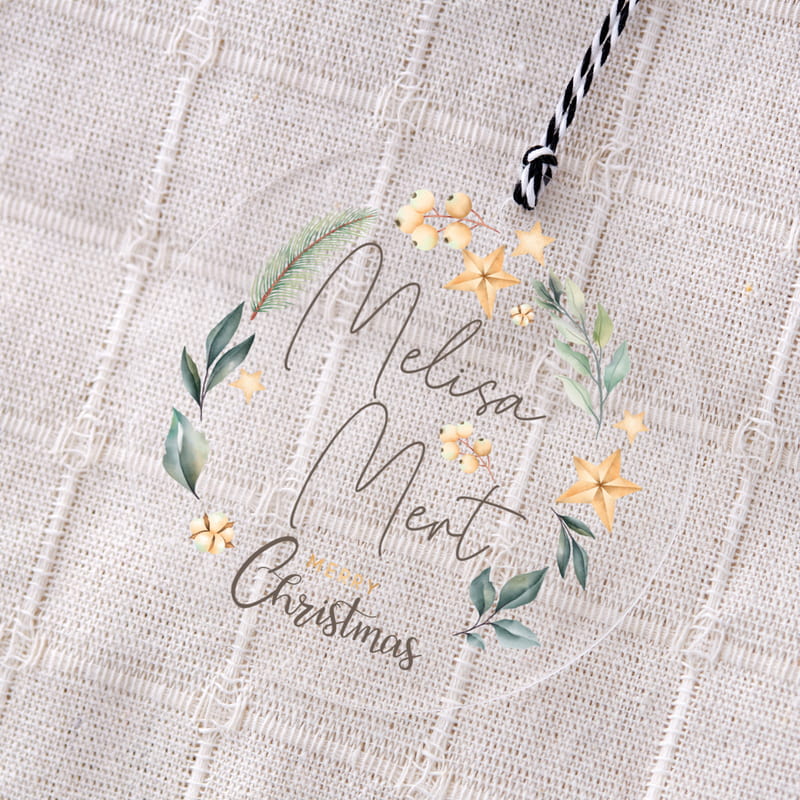 Kişiye Özel Şeffaf Akrilik Çam Ağacı Süsü