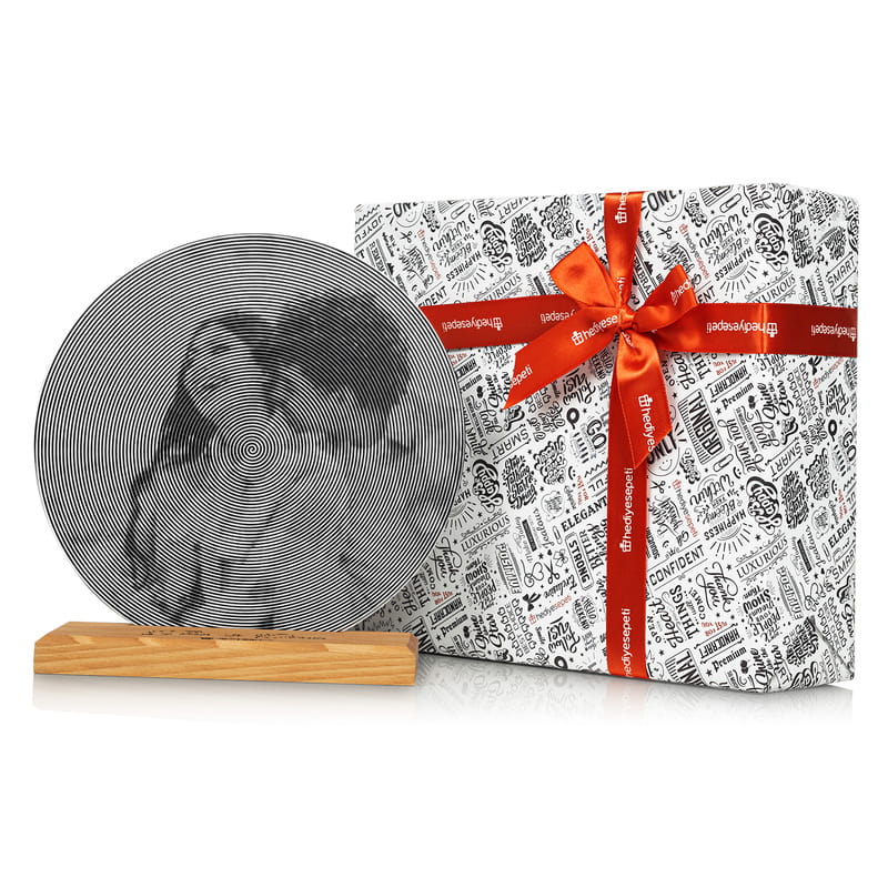 Kişiye Özel Spiral Tasarımlı Masif Ahşap Kaideli Plak