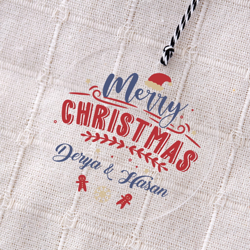 Merry Christmas İsim Yazılı Akrilik Çam Ağacı Süsü