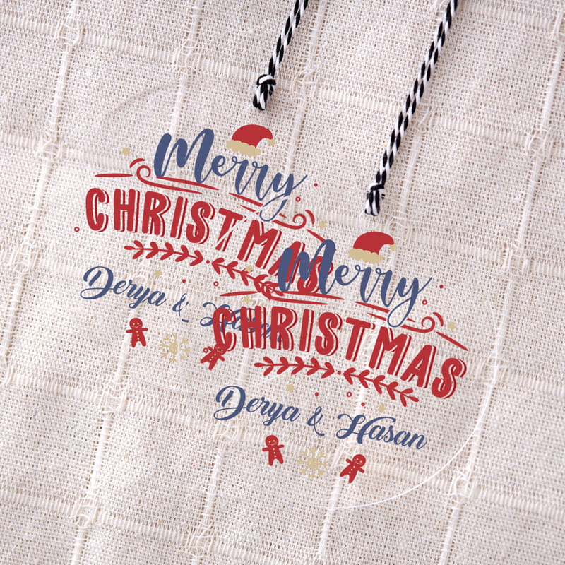 Merry Christmas İsim Yazılı Akrilik Çam Ağacı Süsü