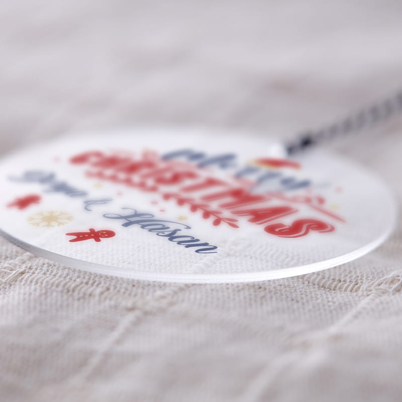 Merry Christmas İsim Yazılı Akrilik Çam Ağacı Süsü