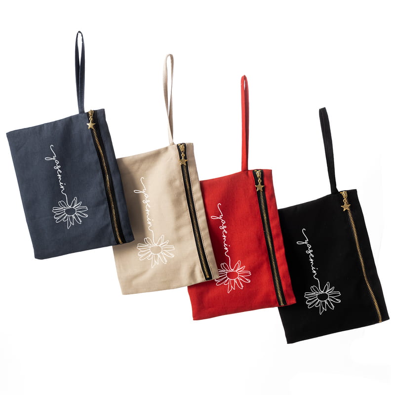 Minimal İsimli Papatya Renkli Kanvas Makyaj Çantası