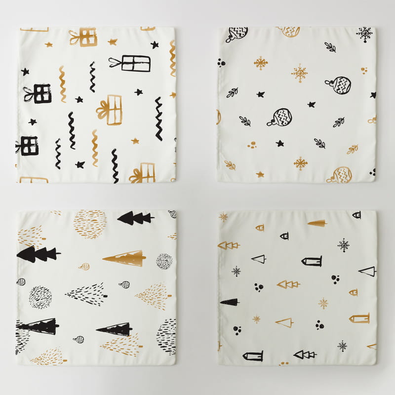 Minimal Yılbaşı Tasarımlı 4'lü Kırlent Seti