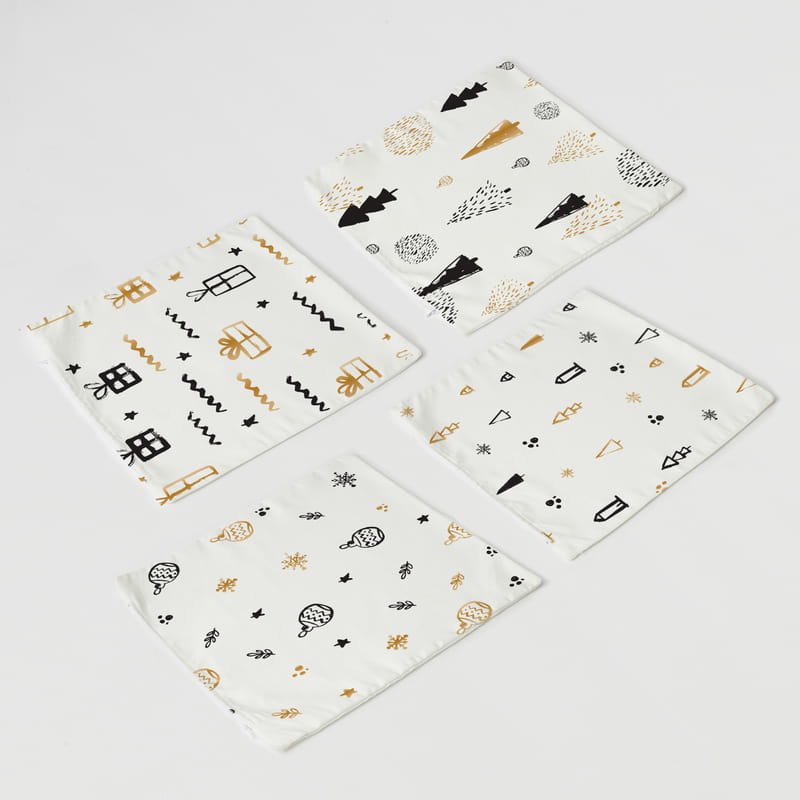 Minimal Yılbaşı Tasarımlı 4'lü Kırlent Seti